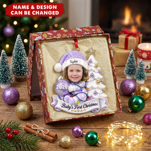 Custom Photo First Christmas Acrylic Ornament - Personalized Christmas Baby Shower, Gender Reveal Gifts