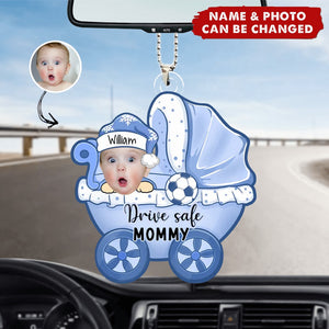 Custom Photo Daddy Mommy I Travel With You - Family Personalized Custom Car Ornament - Acrylic Custom Shaped - Gift For Family Members