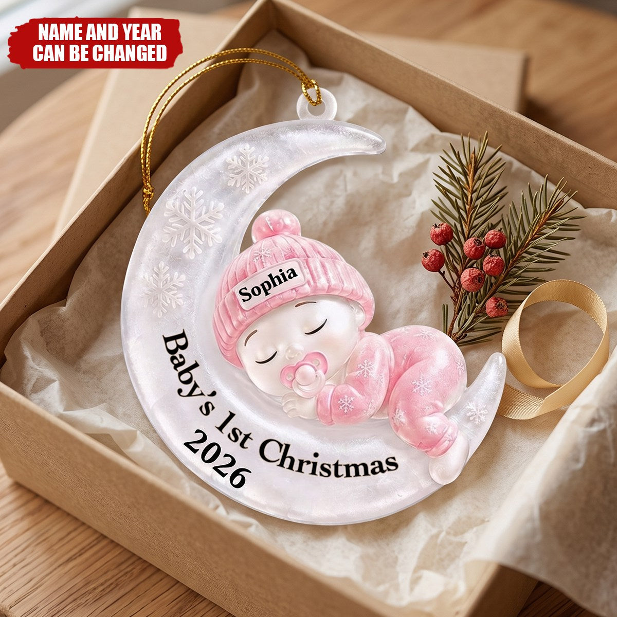 Baby's First Christmas, Personalized Acrylic Ornament, Gift For Parents