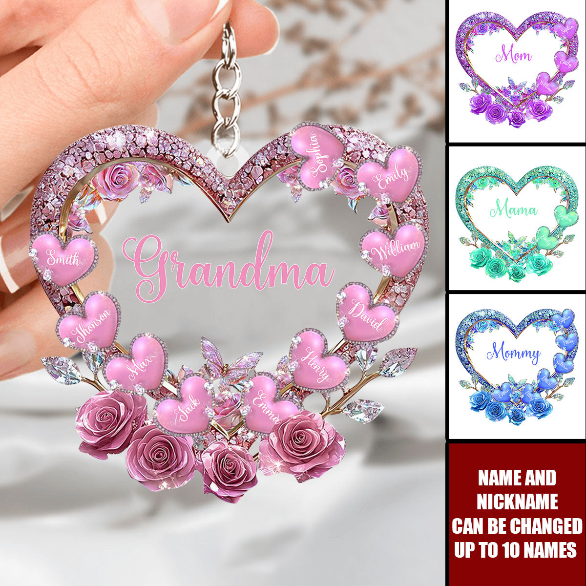 Grandma's Mom's Sweethearts - Personalized Custom Acrylic Keychain