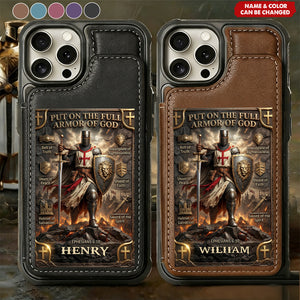 Armor Of God Personalized Leather Flip Wallet Phone Case