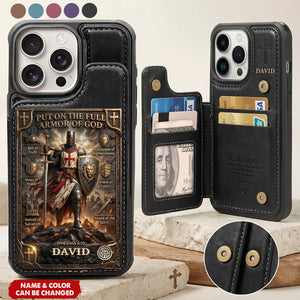 Armor Of God Personalized Leather Flip Wallet Phone Case