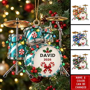 Personalized Drum Christmas Ornament - Gift For Drummers & Drum Lovers