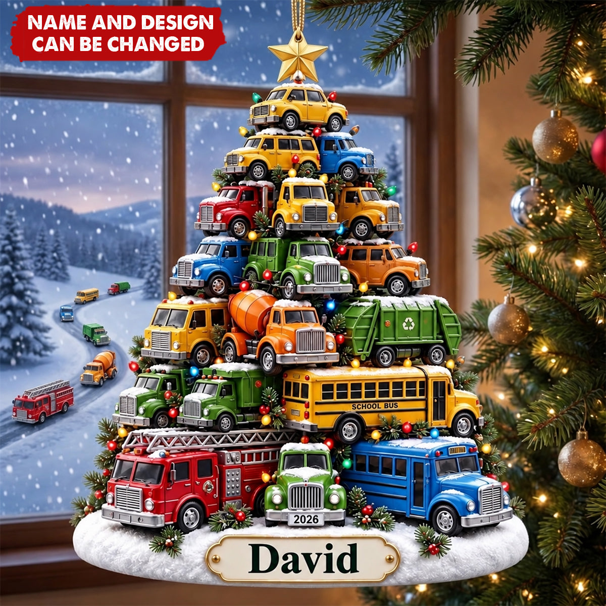 Personalized Kid Truck Acrylic Ornament, Gift For Truck Lovers