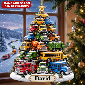 Personalized Kid Truck Acrylic Ornament, Gift For Truck Lovers