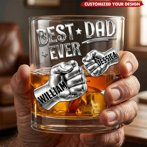 Best Dad Ever - Personalized Round Whiskey Glass