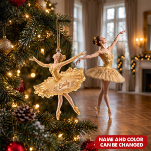 Personalized Ballerina Acrylic Ornament, Custom Name Ballet Christmas Ornament, Gift for Her