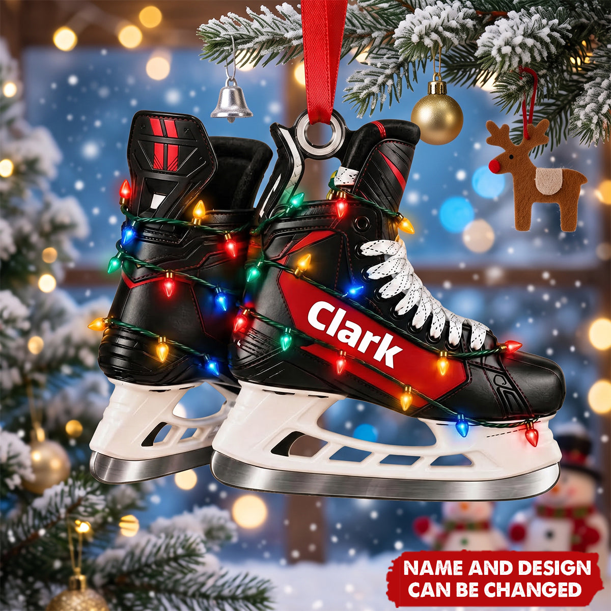 Personalized Ice Hockey Christmas Ornament, Custom Name Hockey SkatesAcrylic Keepsake