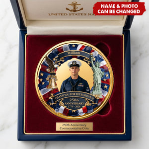 Thank You for Your Service Coin with Picture - Custom America 250 Gifts for 4th of July