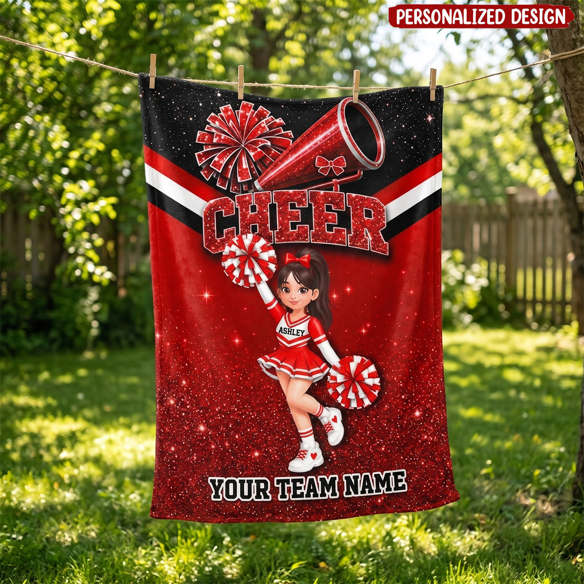 Just A Girl Who Loves Cheerleading Custom Name Team Name - Personalized Fleece Blanket