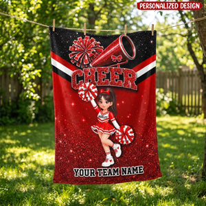 Just A Girl Who Loves Cheerleading Custom Name Team Name - Personalized Fleece Blanket