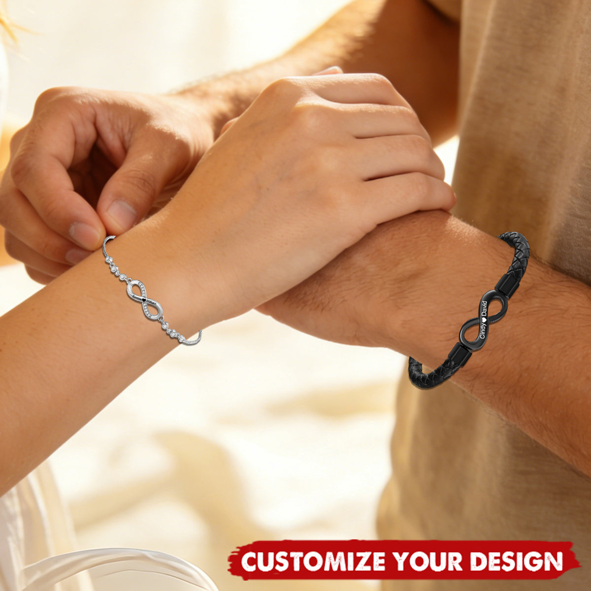 Personalized Infinity Couple Bracelets with Custom Names, Matching Gift for Him and Her