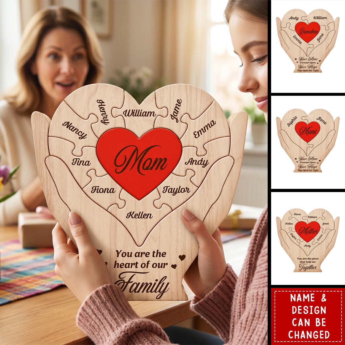 Hands Holding Heart You Are The Piece That Holds Us Together - Personalized Custom Shaped Wooden Puzzle