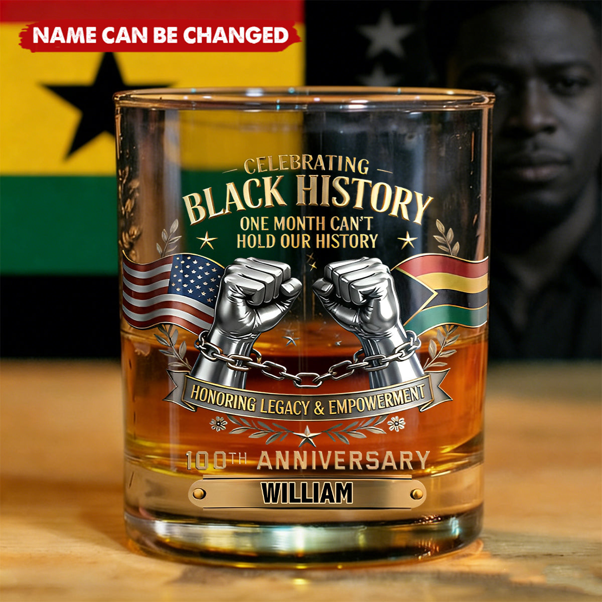 Black History Month - Personalized African American Whiskey Glass