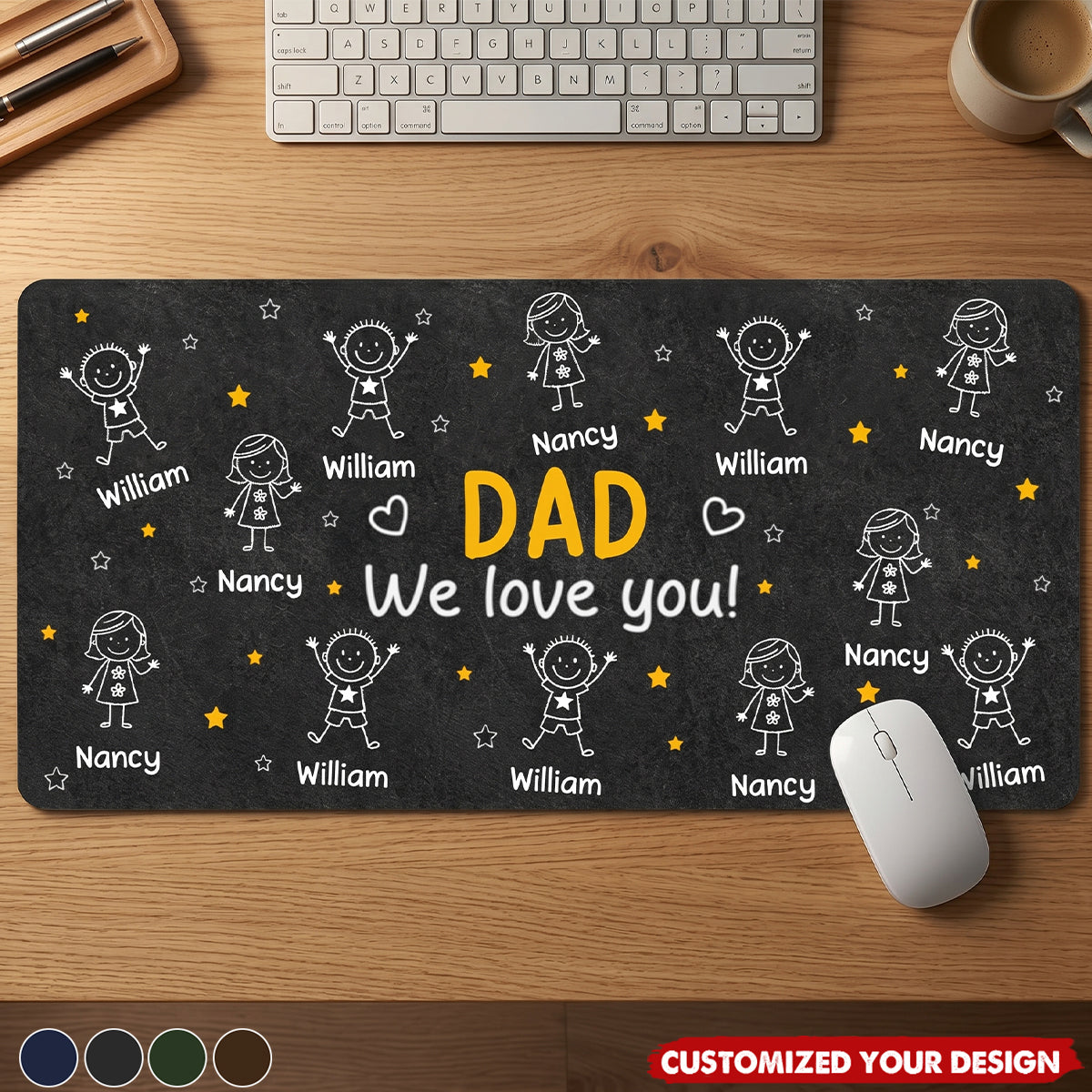 Custom Desk Mat - Personalized Father's Day Birthday Gifts For Dad, Grandpa - Daddy’s Desk