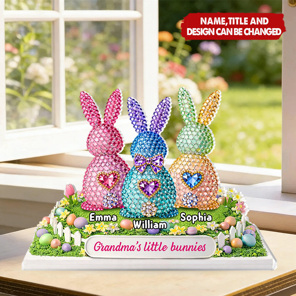 Grandma's Little Bunnies Easter - Personalized Acrylic Block Plaque - Sentimental Gift for Grandma