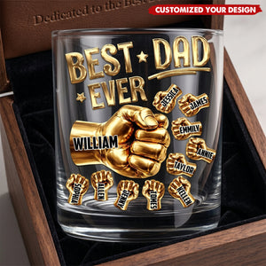 Best Dad Ever - Personalized Round Whiskey Glass