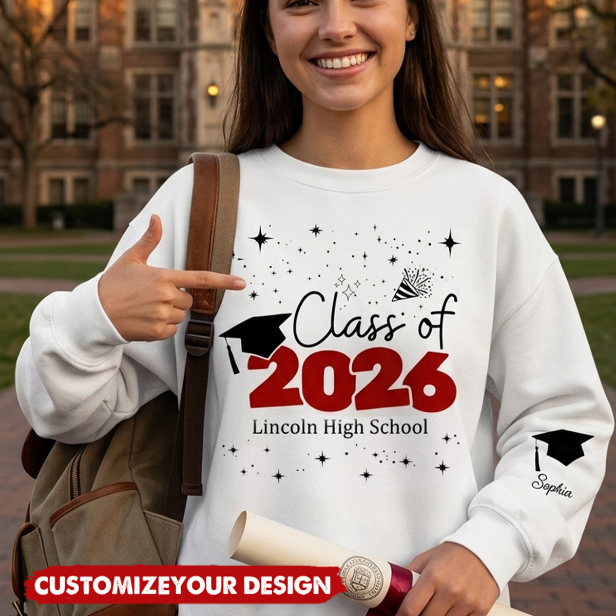 Custom Graduation Sweatshirt - Personalized Class Of 2026/2027