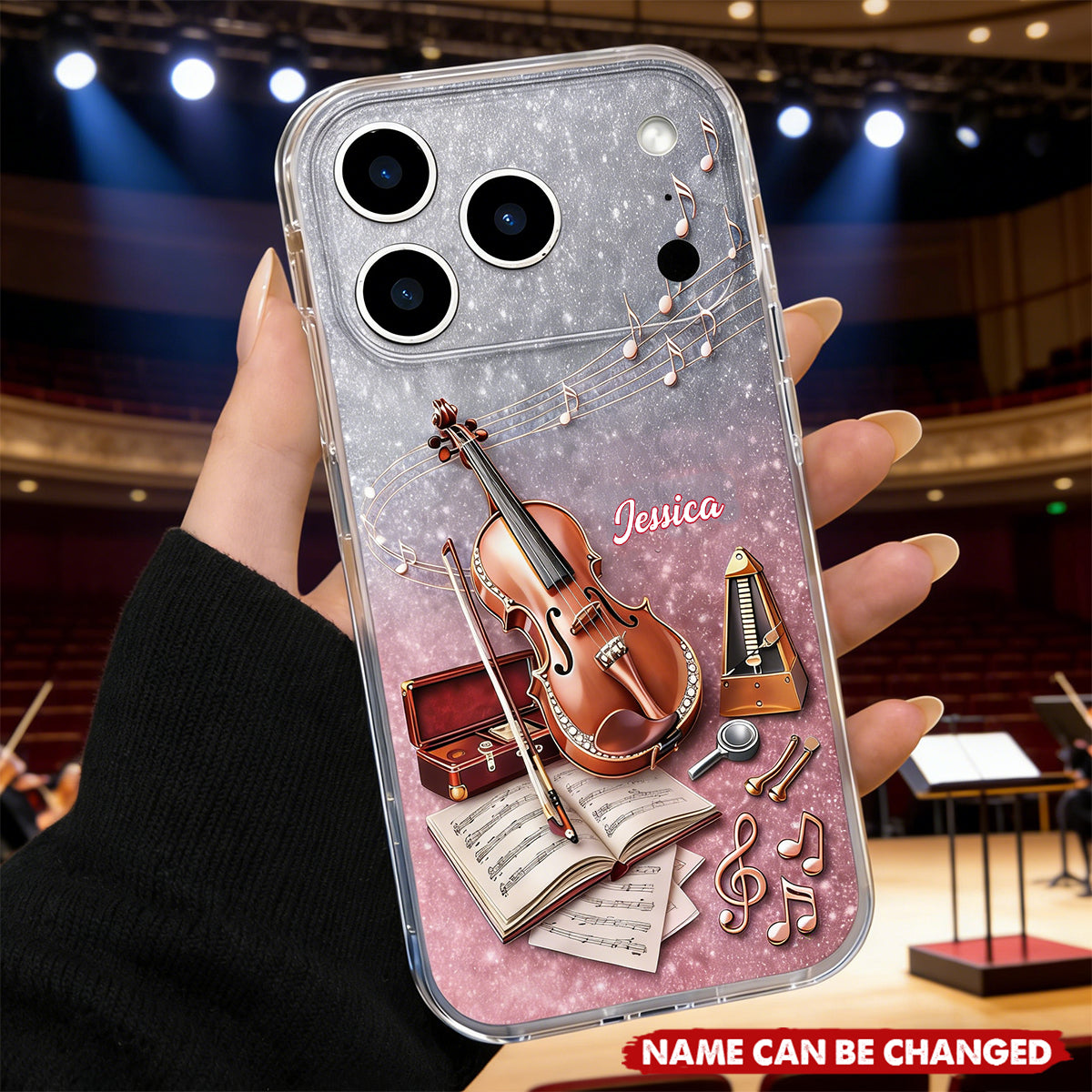 A World Of Music Violin, Personalized Clear Phone Case, Gift For Musicians