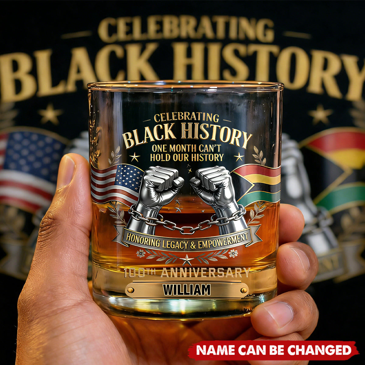 Black History Month - Personalized African American Whiskey Glass