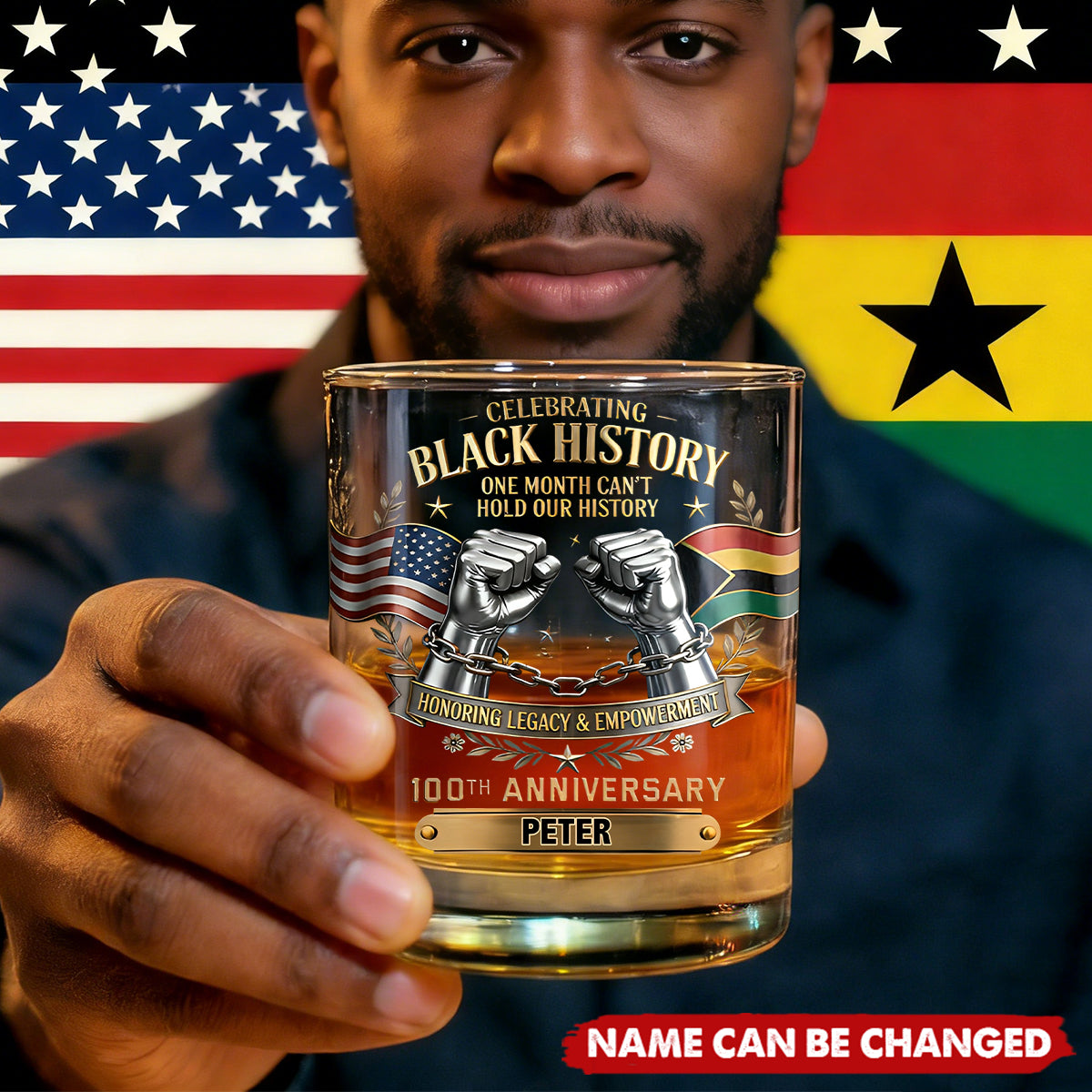 Black History Month - Personalized African American Whiskey Glass