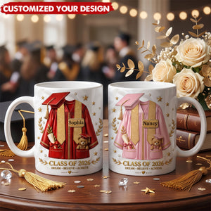 Custom 3D Inflated Effect Printed Mug - Personalized Graduation Gifts For Him, Her