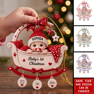 Custom Newborn Cradle Acrylic Ornament, Cutsom Baby's 1st Christmas Tree Hanging