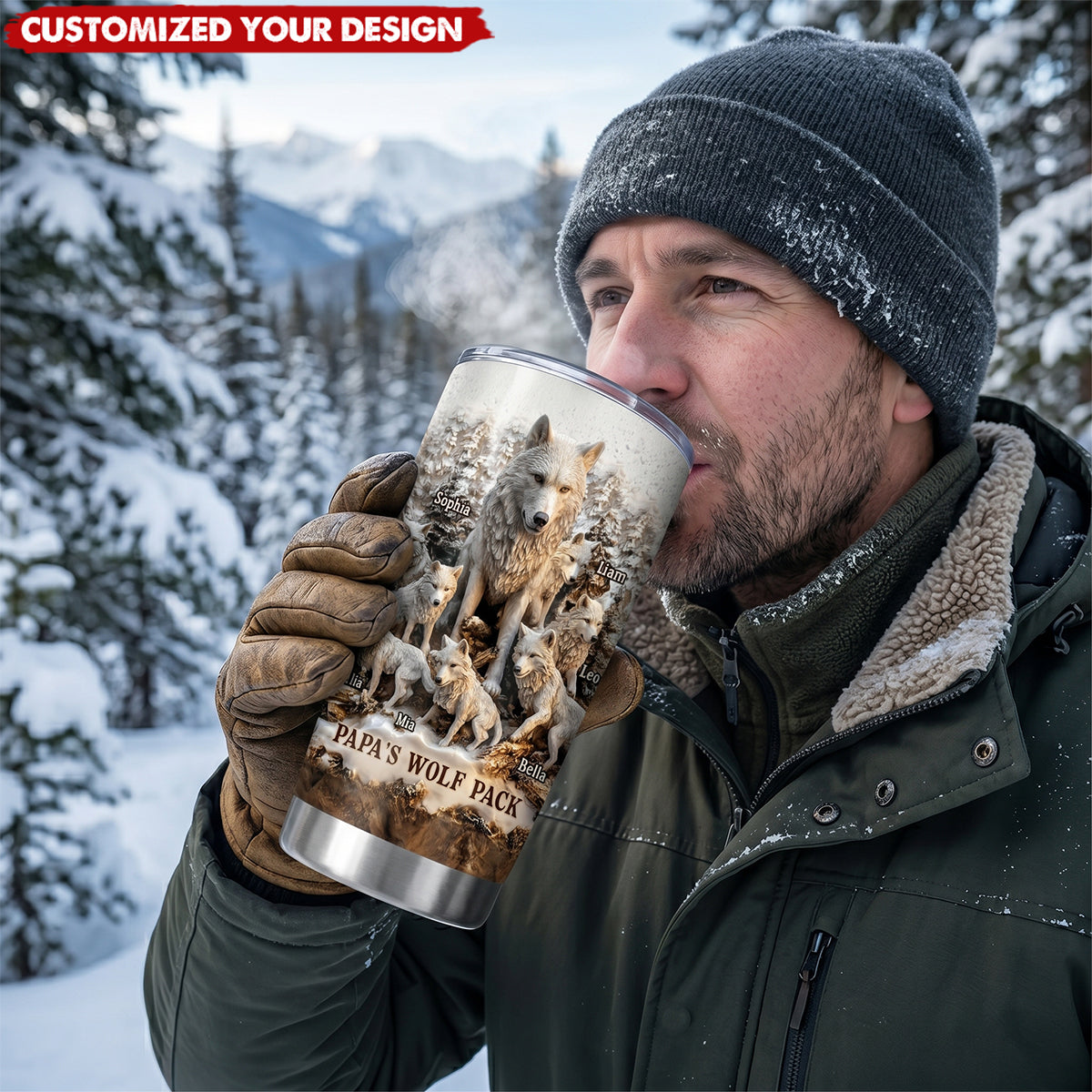 Papa Wolf Pack - Personalized Father Tumbler