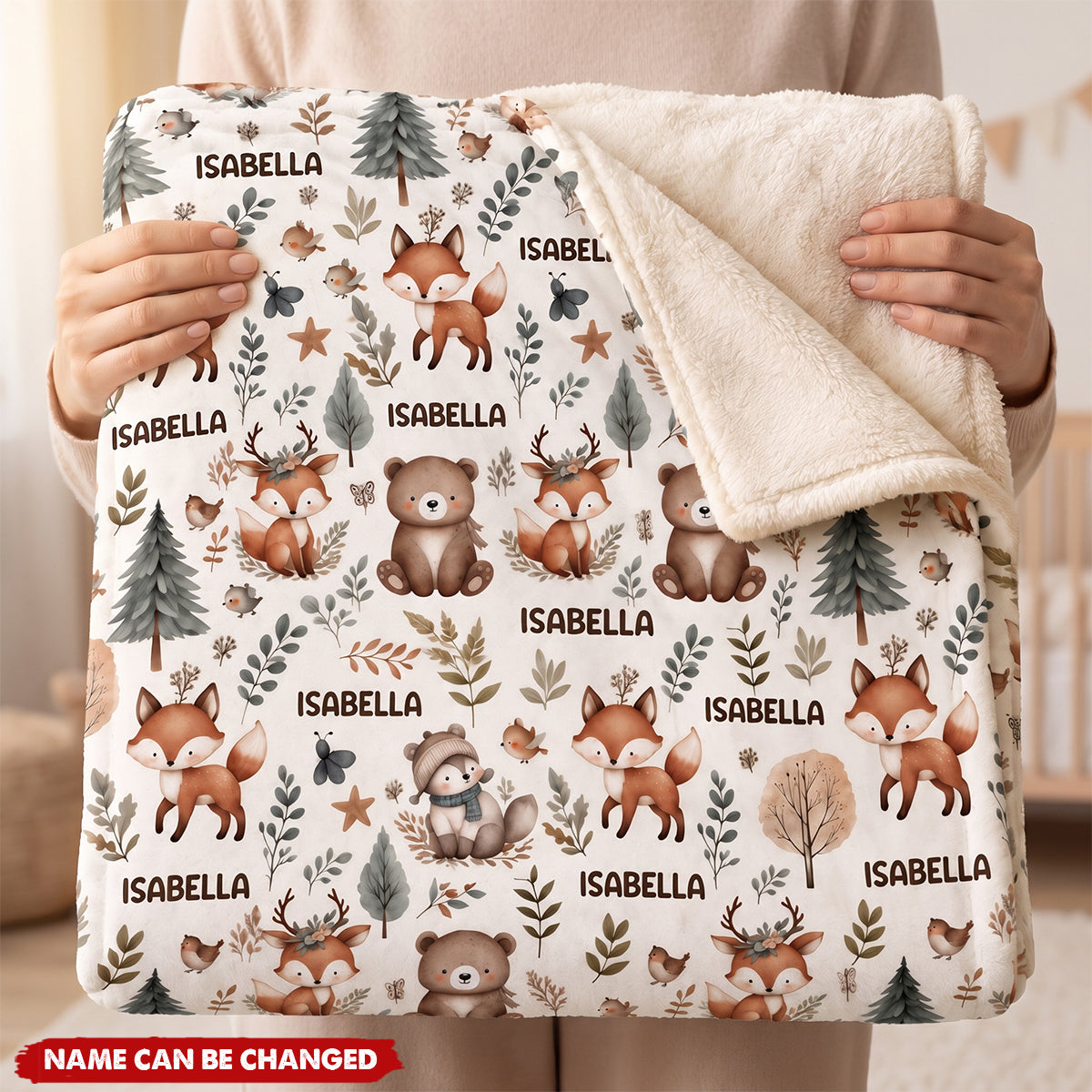 Personalized Woodland Animal Baby Fleece Blanket - Gift For Newborn & Baby Shower