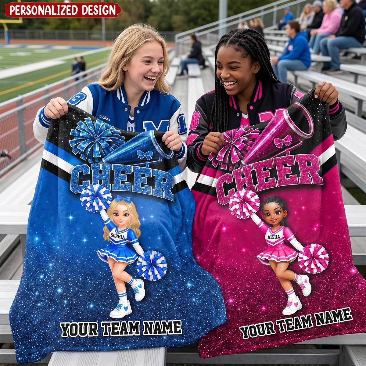 Just A Girl Who Loves Cheerleading Custom Name Team Name - Personalized Fleece Blanket