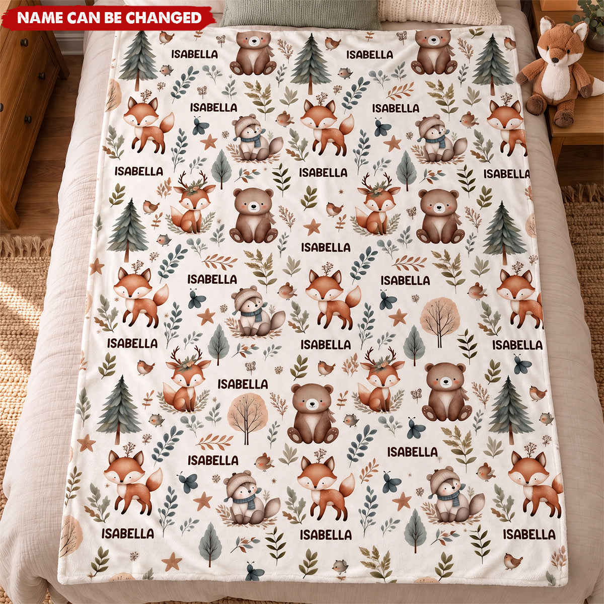 Personalized Woodland Animal Baby Fleece Blanket - Gift For Newborn & Baby Shower