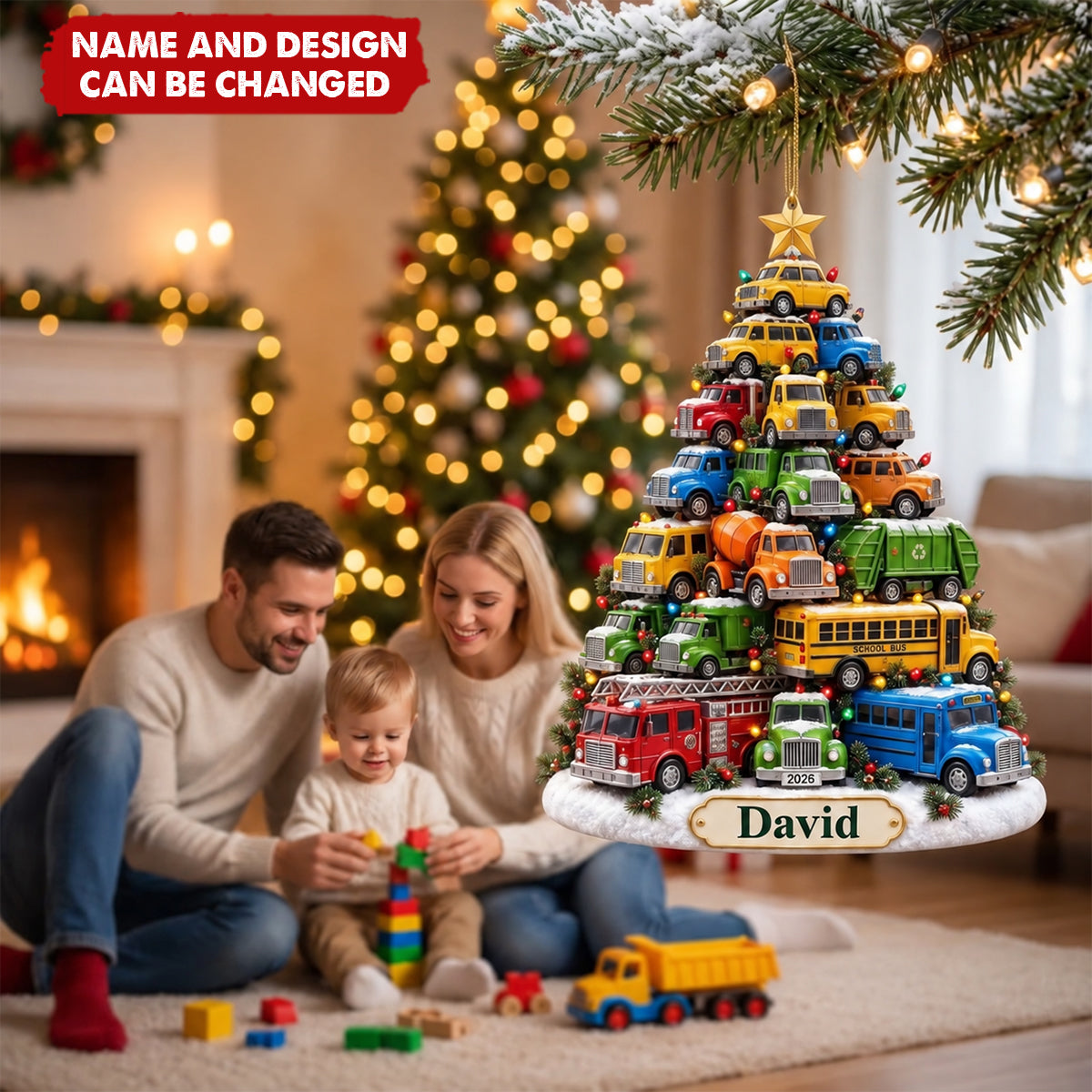 Personalized Kid Truck Acrylic Ornament, Gift For Truck Lovers