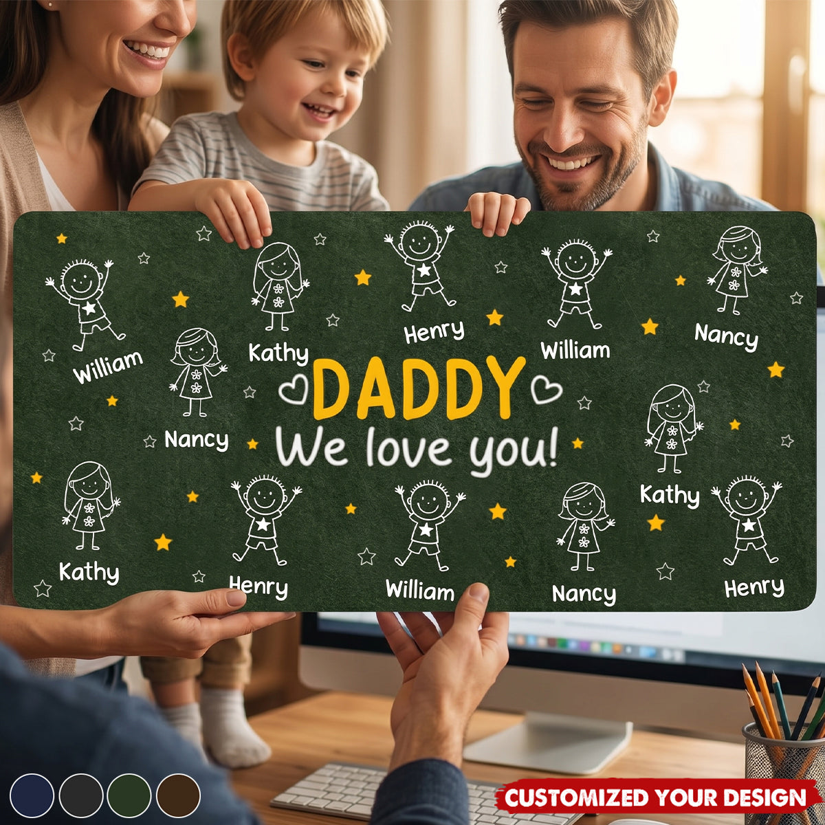 Custom Desk Mat - Personalized Father's Day Birthday Gifts For Dad, Grandpa - Daddy’s Desk