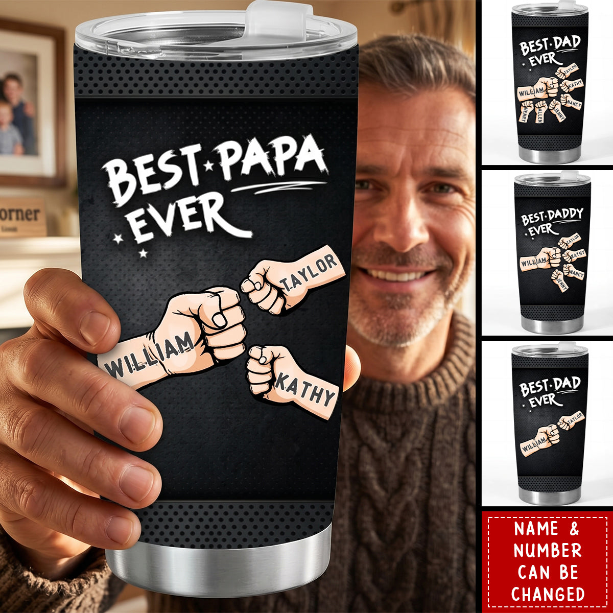 Custom Tumbler - Personalized Father's Day Birthday Gifts For Dad, Grandpa - Best Dad Ever Daily