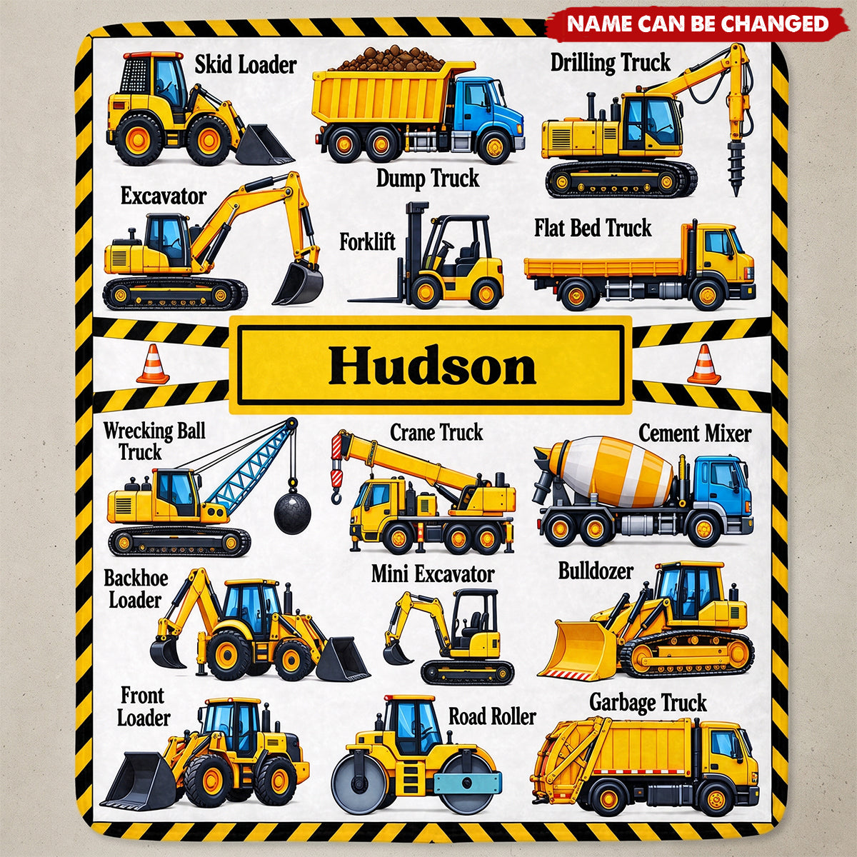 Construction Vehicles Personalized Custom Blanket, Gift For Kids