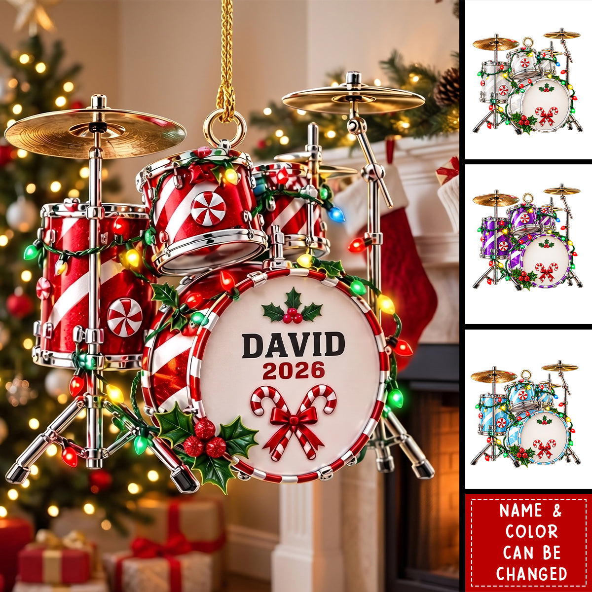 Personalized Drum Christmas Ornament - Gift For Drummers & Drum Lovers