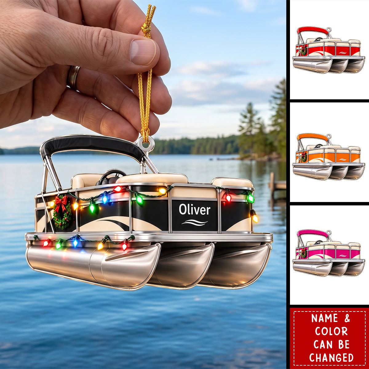 Personalized Pontoon Boat Christmas Ornament -Gift For Pontoon Lovers