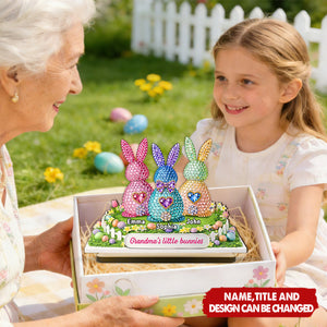 Grandma's Little Bunnies Easter - Personalized 2-Layered Wooden Plaque - Sentimental Gift for Grandma
