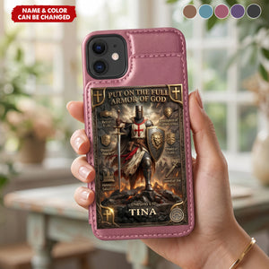 Armor Of God Personalized Leather Flip Wallet Phone Case