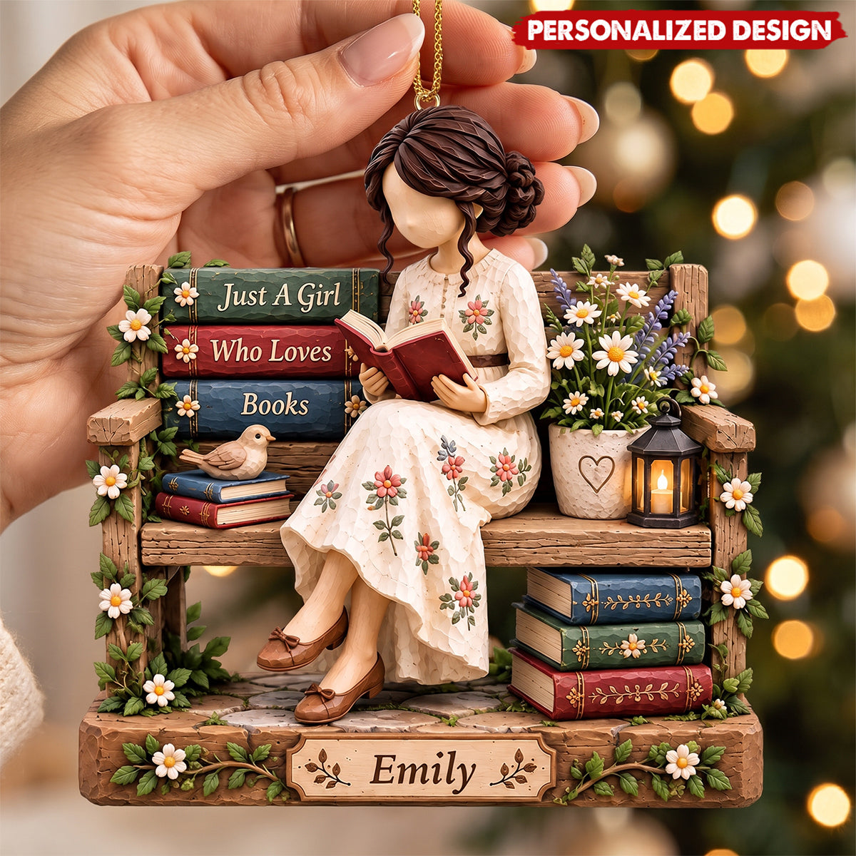 Just A Girl Who Loves Books Personalized Acrylic Ornament - Custom Christmas Gift for Readers