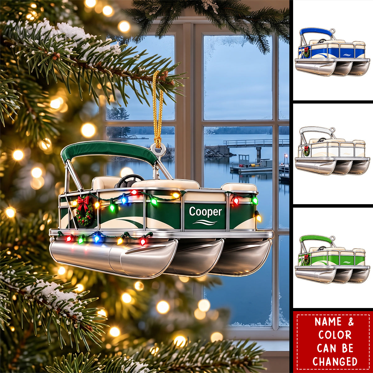 Personalized Pontoon Boat Christmas Ornament -Gift For Pontoon Lovers