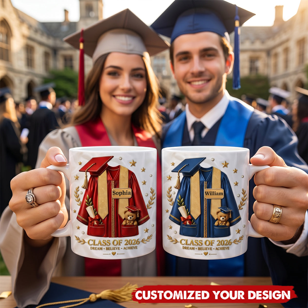 Custom 3D Inflated Effect Printed Mug - Personalized Graduation Gifts For Him, Her