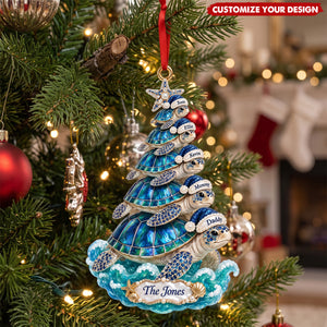 Jolly Turtle Flow Acrylic Ornament, Personalized Gifts For Family