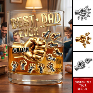 Best Dad Ever - Personalized Round Whiskey Glass