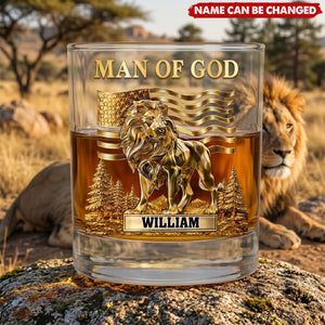 Custom Name Lion Man of God Whiskey for Men