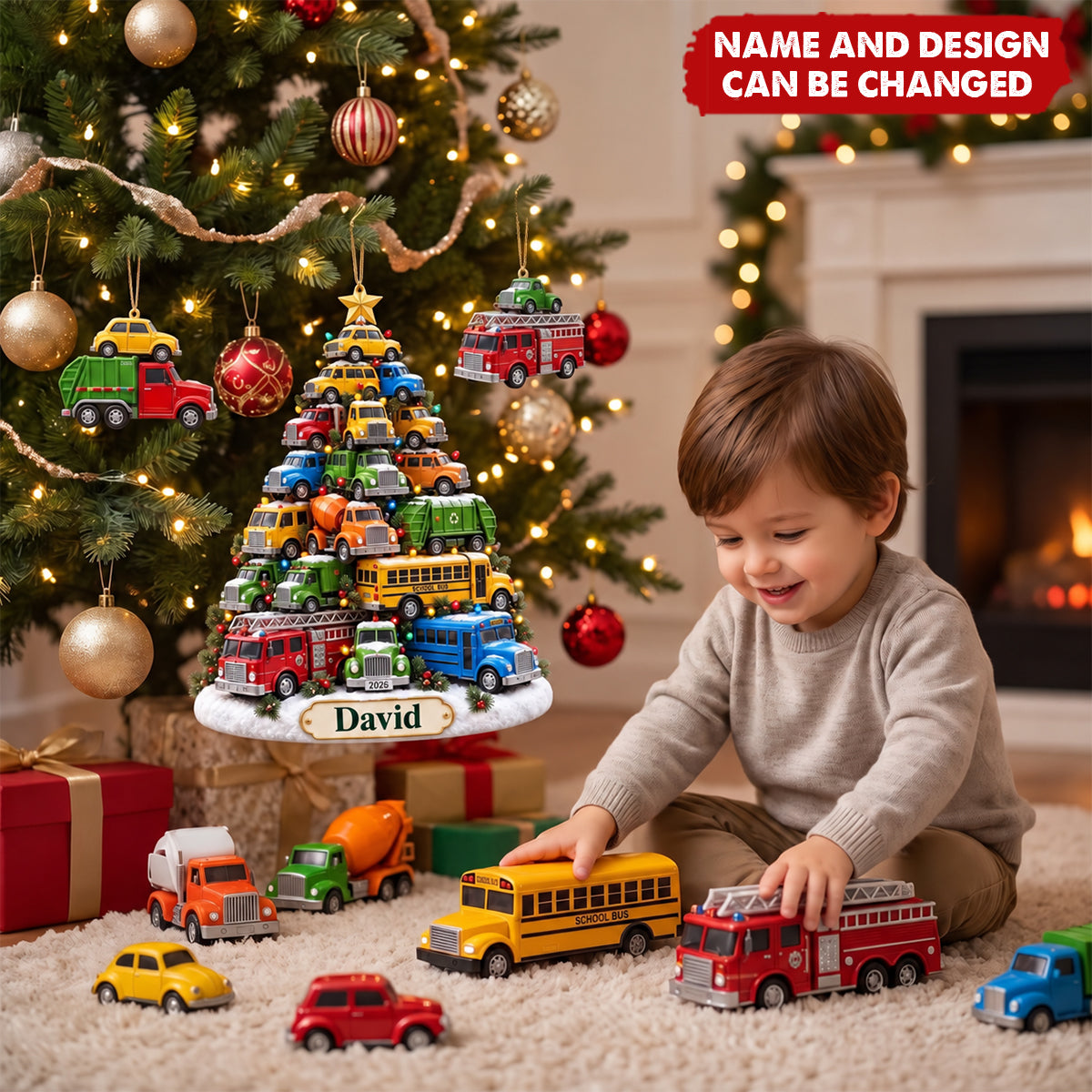 Personalized Kid Truck Acrylic Ornament, Gift For Truck Lovers