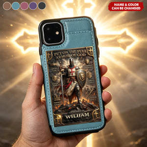 Armor Of God Personalized Leather Flip Wallet Phone Case