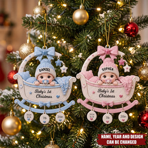 Custom Newborn Cradle Acrylic Ornament, Cutsom Baby's 1st Christmas Tree Hanging