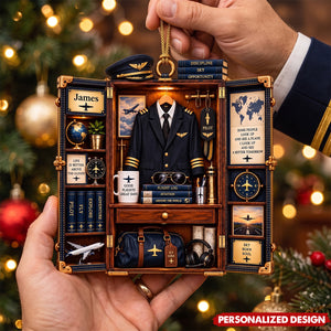 Personalized Pilot Locker Christmas Ornament -Gift For Airplane Captain & Aviation Lovers