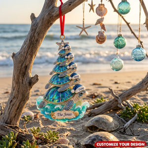 Jolly Turtle Flow Acrylic Ornament, Personalized Gifts For Family